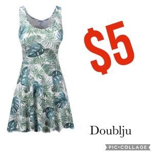 $5 Item/Doublju jr. size 2x white green leafy tank skater dress